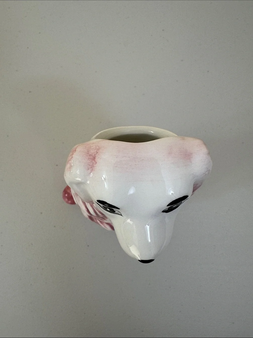 Pink and White Ceramic Staffordshire Dog Vase — Decorative Home Accent